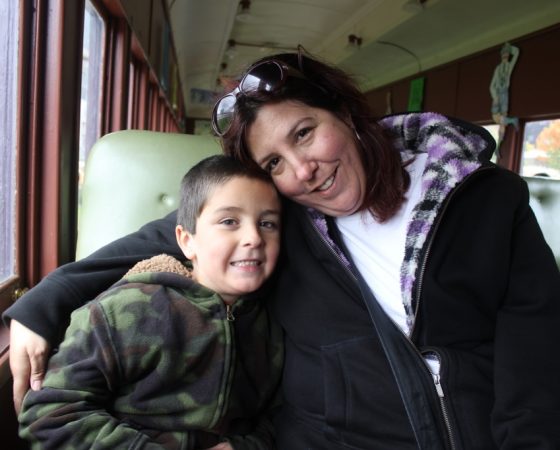 Andrew and Melissa Sheldrick on a train